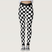 Zwart geruit hart leggings (Voorkant)
