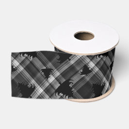 Zwart geruit kerstbomen patroon grosgrain lint