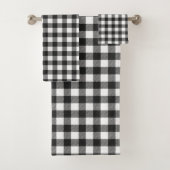 Zwart geruite Buffel Check Pattern Bad Handdoek (Insitu)