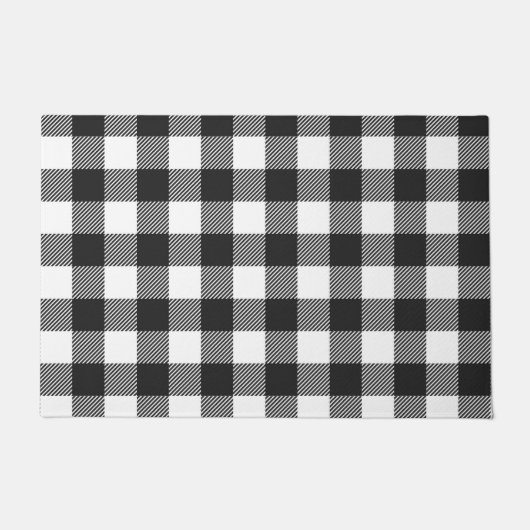 Zwart geruite Buffel Check Pattern Deurmat (Voorkant)