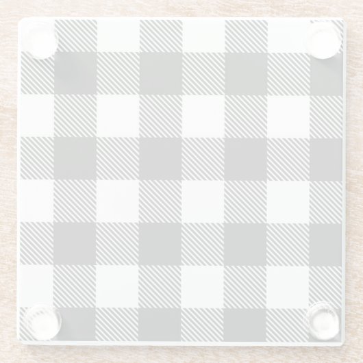 Zwart geruite Buffel Check Pattern Glazen Onderzetter (Achterkant)