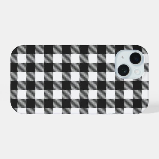 Zwart geruite Buffel Check Pattern iPhone 15 Case (Achterkant horizontaal)