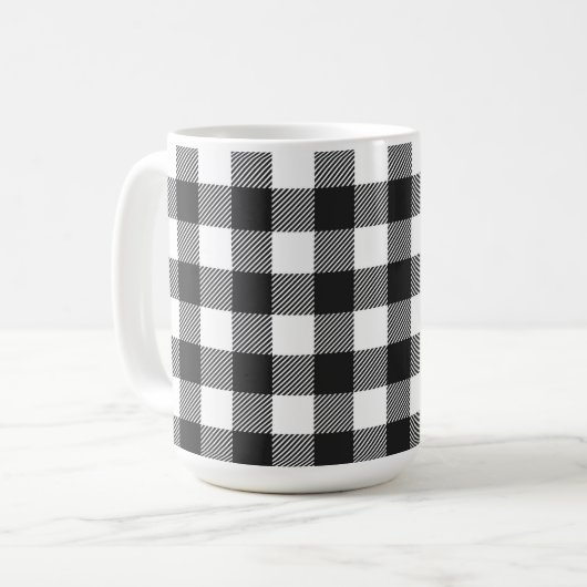Zwart geruite Buffel Check Pattern Koffiemok (Voorkant links)