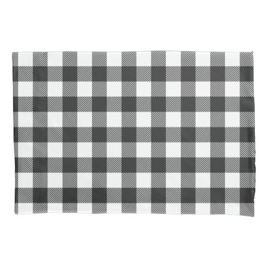 Zwart geruite Buffel Check Pattern Kussensloop (Voorkant-Links)