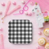 Zwart geruite Buffel Check Pattern Papieren Bordje (Feest)