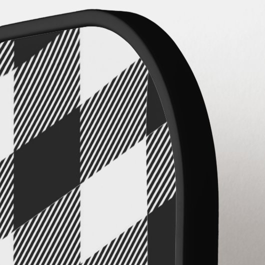 Zwart geruite Buffel Check Pattern Pickleball Paddle (Links Detail)