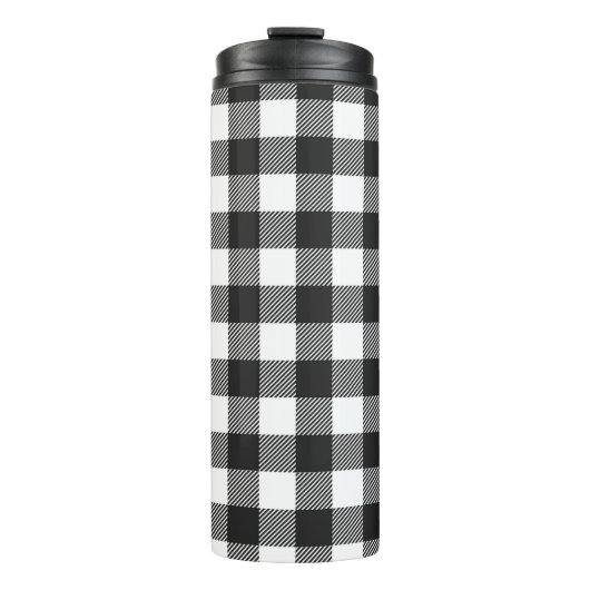 Zwart geruite Buffel Check Pattern Thermosbeker (Voorkant)