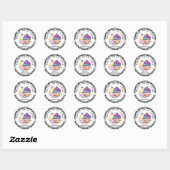 Zwart geruite kerst gebakken met liefde cupcake ronde sticker (Vel)