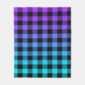 Zwart geruite patroon paarse tot turquoise ombre fleece deken (Voorkant)