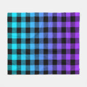 Zwart geruite patroon paarse tot turquoise ombre fleece deken (Voorkant (Horizontaal))