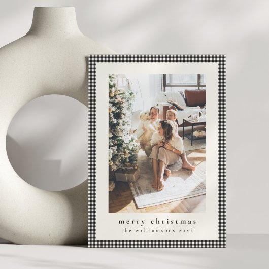  zwart geruite twee verticale foto's kerst feestdagenkaart