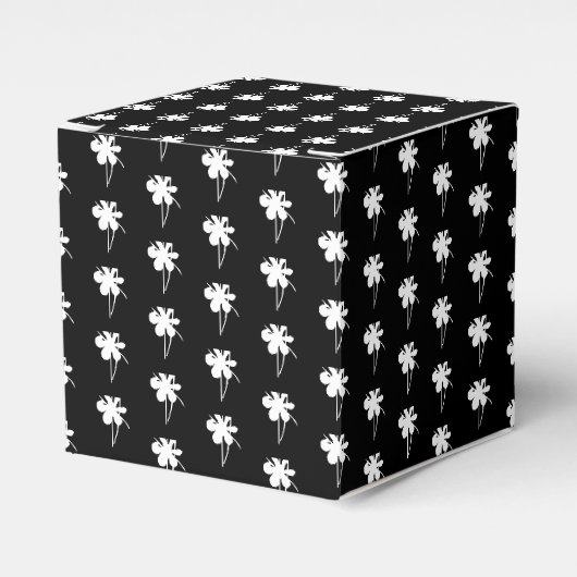 Zwart geschenk met witte sneeuwster bedankdoosjes (Voorkant Zijde)