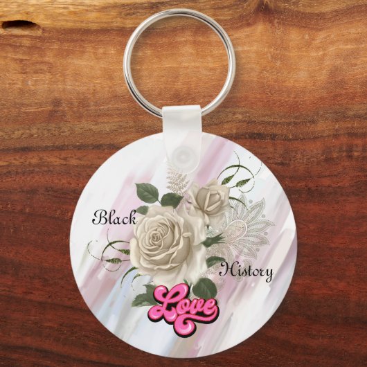 Zwart Geschiedenis Bloemen Omkeerbare Cultuur Sleu Sleutelhanger (Achterkant)