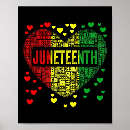 Zwart Geschiedenis Hart Juneteenth Melanine Afrika Poster (Voorkant)