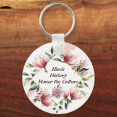 Zwart Geschiedenis Logo Designer Bloemen Sleutelha Sleutelhanger (Achterkant)