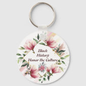 Zwart Geschiedenis Logo Designer Bloemen Sleutelha Sleutelhanger (Achterkant)