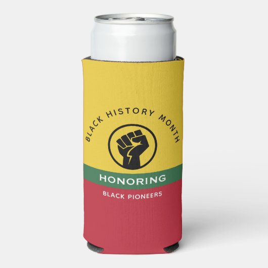 Zwart Geschiedenis Maand Afro-Amerikaanse gebogen  Seltzer Blikjeskoeler (Seltzer Achterkant)