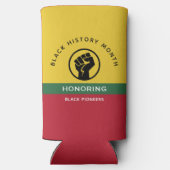 Zwart Geschiedenis Maand Afro-Amerikaanse gebogen  Seltzer Blikjeskoeler (Achterkant)