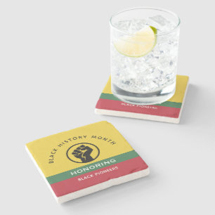 Zwart Geschiedenis Maand Afro-Amerikaanse gebogen  Stenen Onderzetter