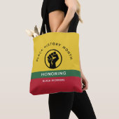 Zwart Geschiedenis Maand Afro-Amerikaanse gebogen Tote Bag (Dichtbij)