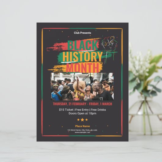 Zwart Geschiedenis Maand Flyer Sjabloon (Staand voorkant)