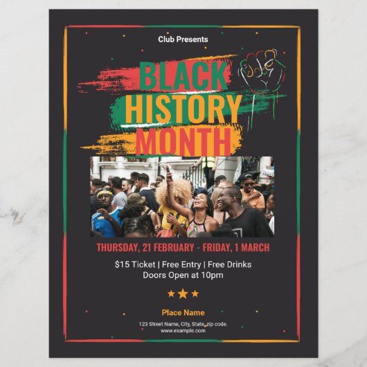 Zwart Geschiedenis Maand Flyer Sjabloon (Voorkant)