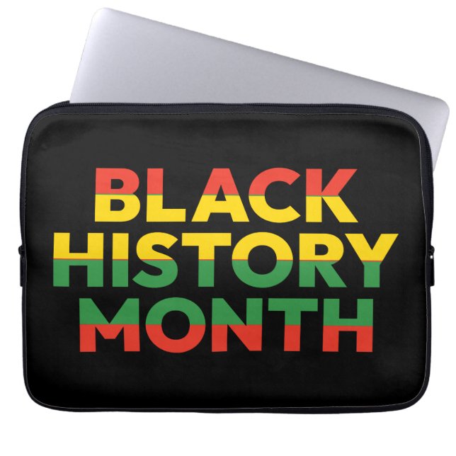 Zwart Geschiedenis Maand Laptop Sleeve 13 inch (Voorkant)
