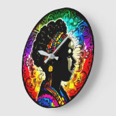 Zwart Geschiedenis maand schattige vrouw muur klok (Hoek)