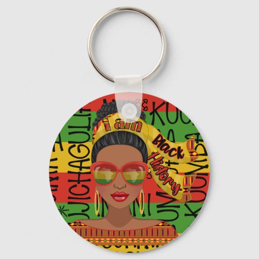 Zwart Geschiedenis Multicolour Mode Designer Sleut Sleutelhanger (Voorkant)