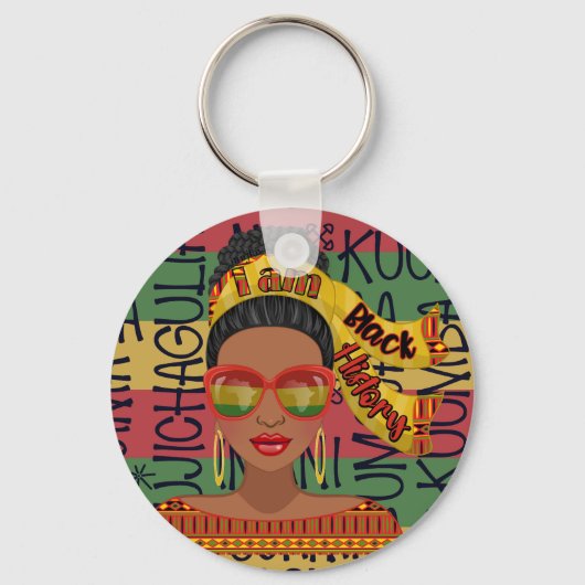 Zwart Geschiedenis Multicolour Mode Designer Sleut Sleutelhanger (Voorkant)