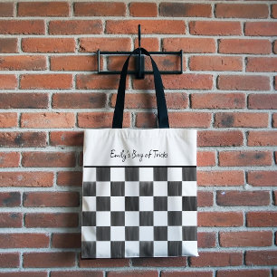Zwart geschilderd dambordpatroon Persoonlijk Tote Bag