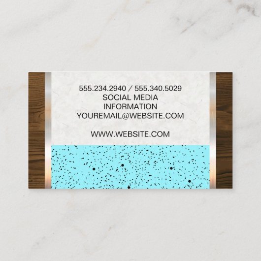 Zwart gespeckerd blauw | Metaal van hout Visitekaartje (Achterkant)