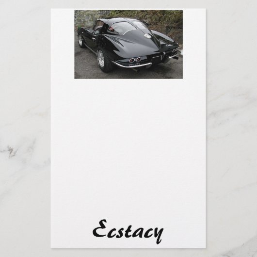 Zwart gesplitst venster Classic Corvette Briefpapier (Voorkant)