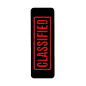 Zwart gestempeld Classified Label (Voorkant)