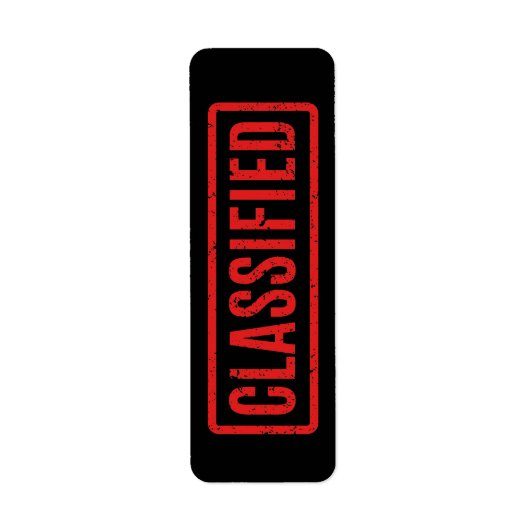 Zwart gestempeld Classified Label (Voorkant)