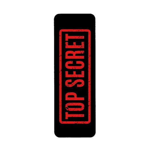 Zwart gestempeld Top Secret Label (Voorkant)