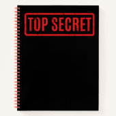 Zwart gestempeld Top Secret Notitieboek (Voorkant)