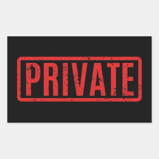 Zwart gestempelde privé rechthoekige Sticker (Voorkant)