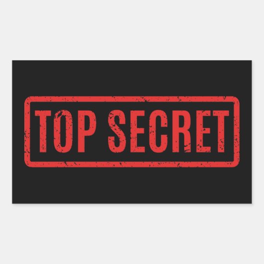 Zwart gestempelde top geheime rechthoekige Sticker (Voorkant)