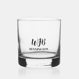Zwart gestileerd monogram en naam whisky glas