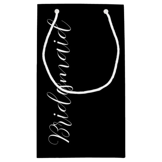 Zwart gestileerd script bruiloft bruidsmeisje klein cadeauzakje (Achterkant)