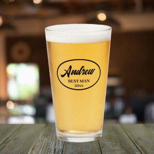 Zwart gestileerde naam bruiloft beste man glas