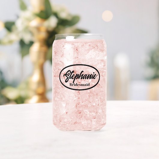 Zwart gestileerde naam bruiloft bruidsmeisje glas (Insitu (Huwelijk))