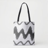 Zwart gestippelde Zigzag golven op wit Tote Bag (Voorkant)