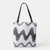 Zwart gestippelde Zigzag golven op wit Tote Bag (Achterkant)