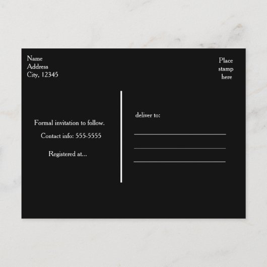 Zwart Gestreept & Goudfolie Sla het datum Briefkaa Aankondigingskaart (Achterkant)