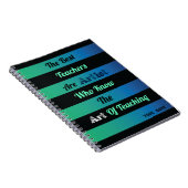 Zwart gestreept op blauwgroen groen blauw achtergr notitieboek (Rechterzijde)