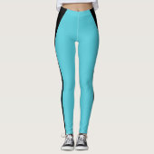 Zwart gestreept op turquoise Leggings (Voorkant)