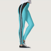 Zwart gestreept op turquoise Leggings (Rechts)