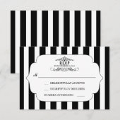 Zwart Gestreepte Chic Wedding RSVP Kaarten Kaartje (Voorkant / Achterkant)